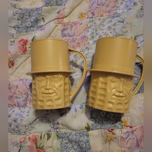 Vintage 1950s Mr Peanut  Mugs Set of 2